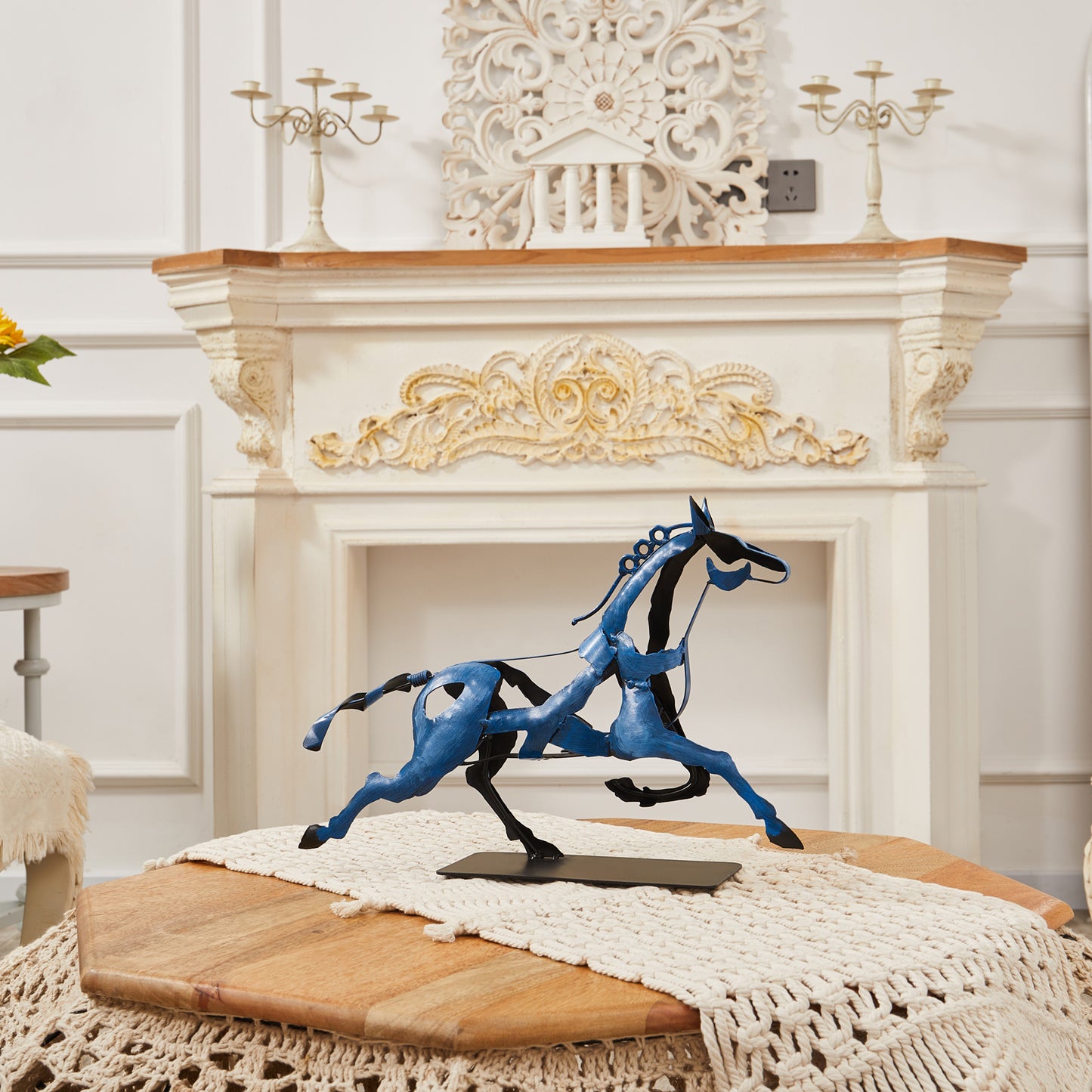 SunBlogs Art Metal Horse Statue & Sculpture Decor