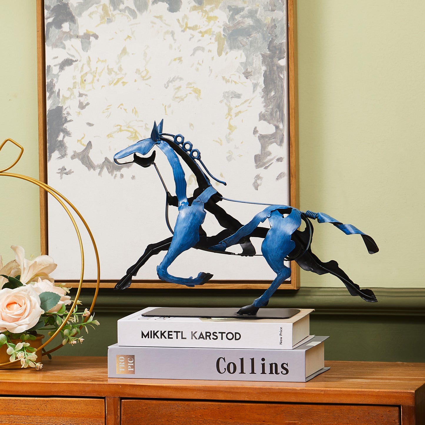 SunBlogs Art Metal Horse Statue & Sculpture Decor