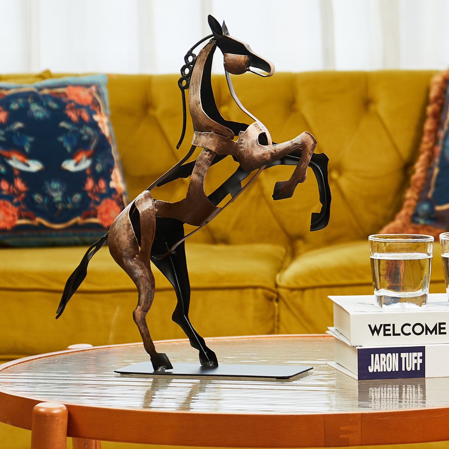 SunBlogs Art Metal Horse Statue & Sculpture Decor