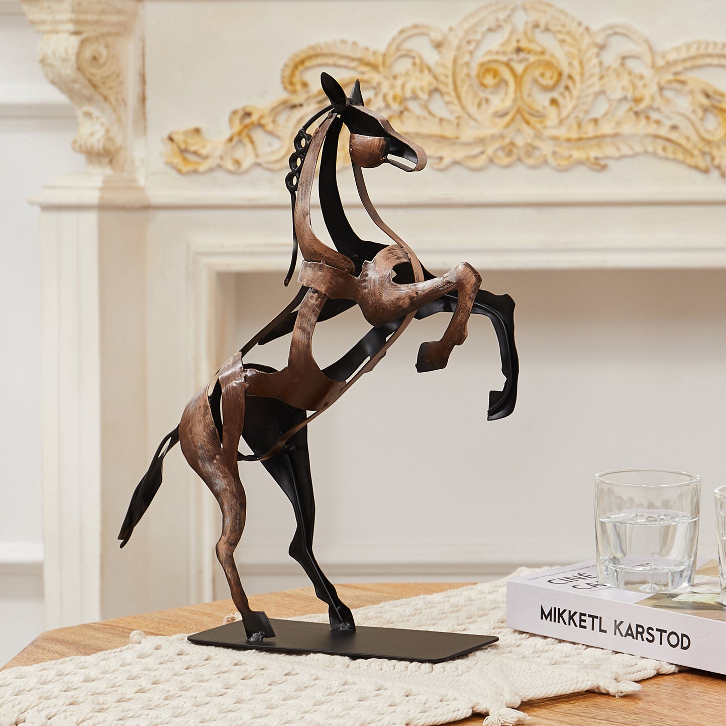 SunBlogs Art Metal Horse Statue & Sculpture Decor