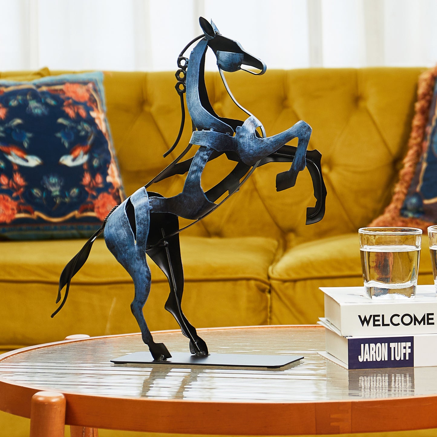 SunBlogs Art Metal Horse Statue & Sculpture Decor