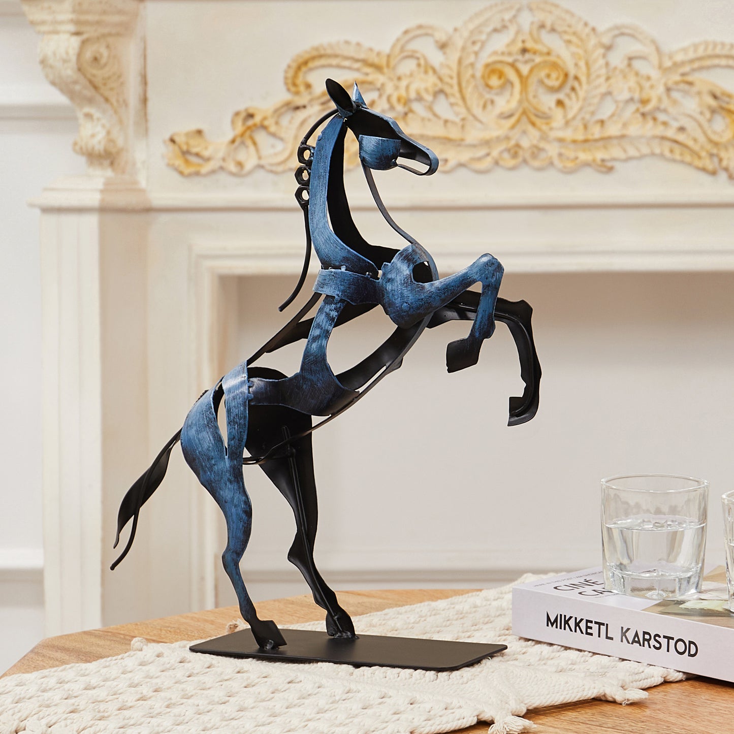 SunBlogs Art Metal Horse Statue & Sculpture Decor
