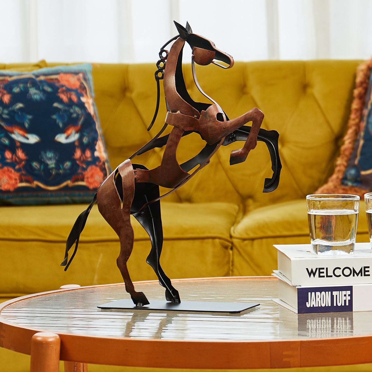 SunBlogs Art Metal Horse Statue & Sculpture Decor