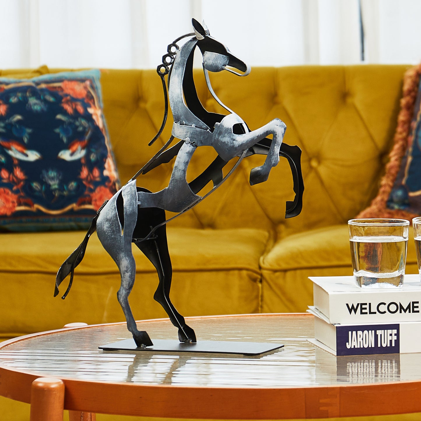 SunBlogs Art Metal Horse Statue & Sculpture Decor