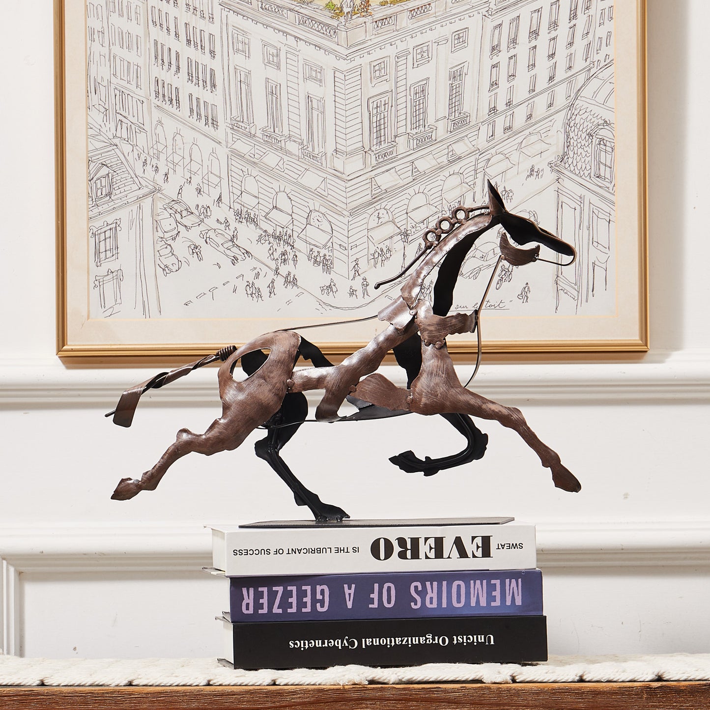 SunBlogs Art Metal Horse Statue & Sculpture Decor