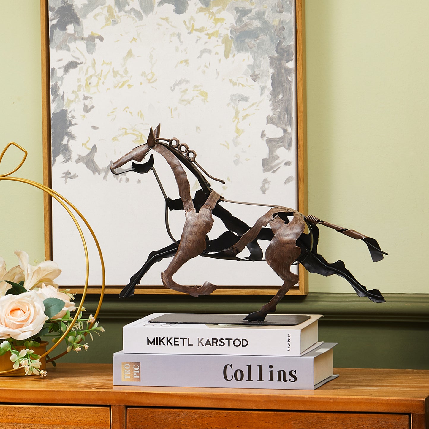 SunBlogs Art Metal Horse Statue & Sculpture Decor