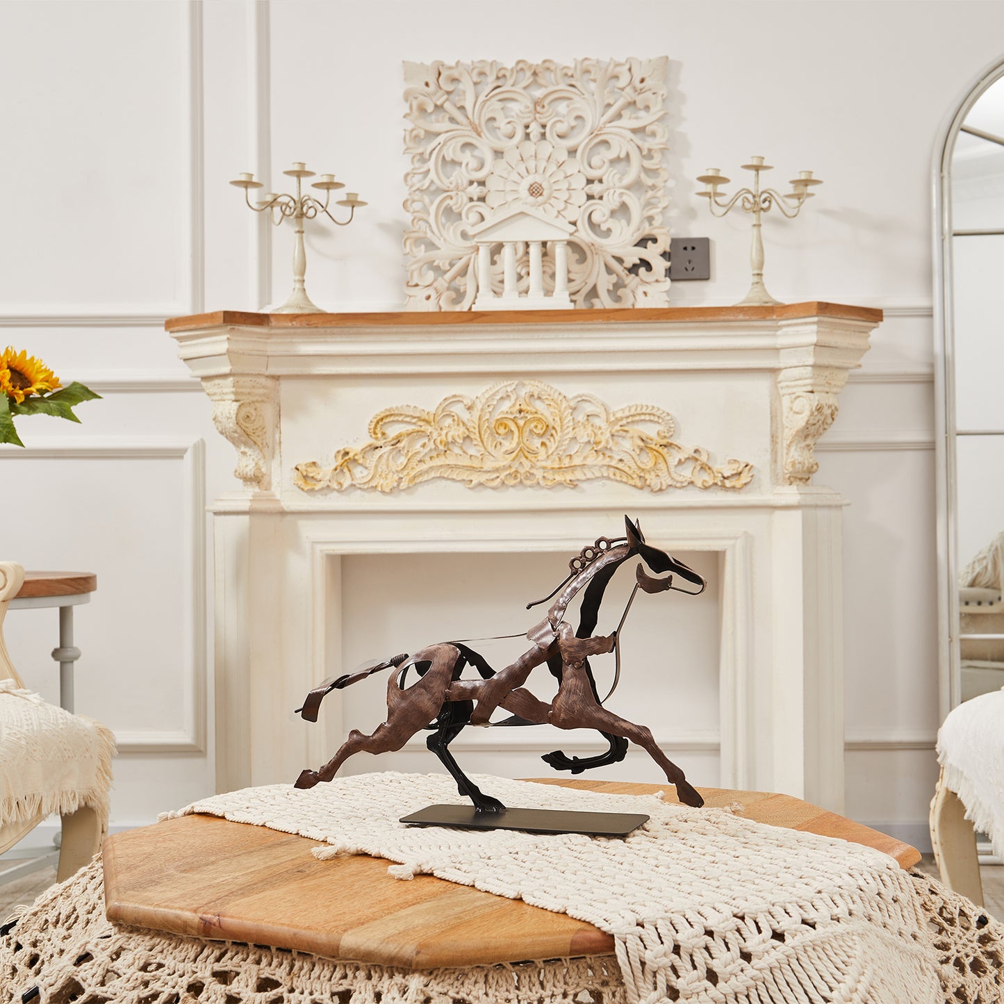 SunBlogs Art Metal Horse Statue & Sculpture Decor