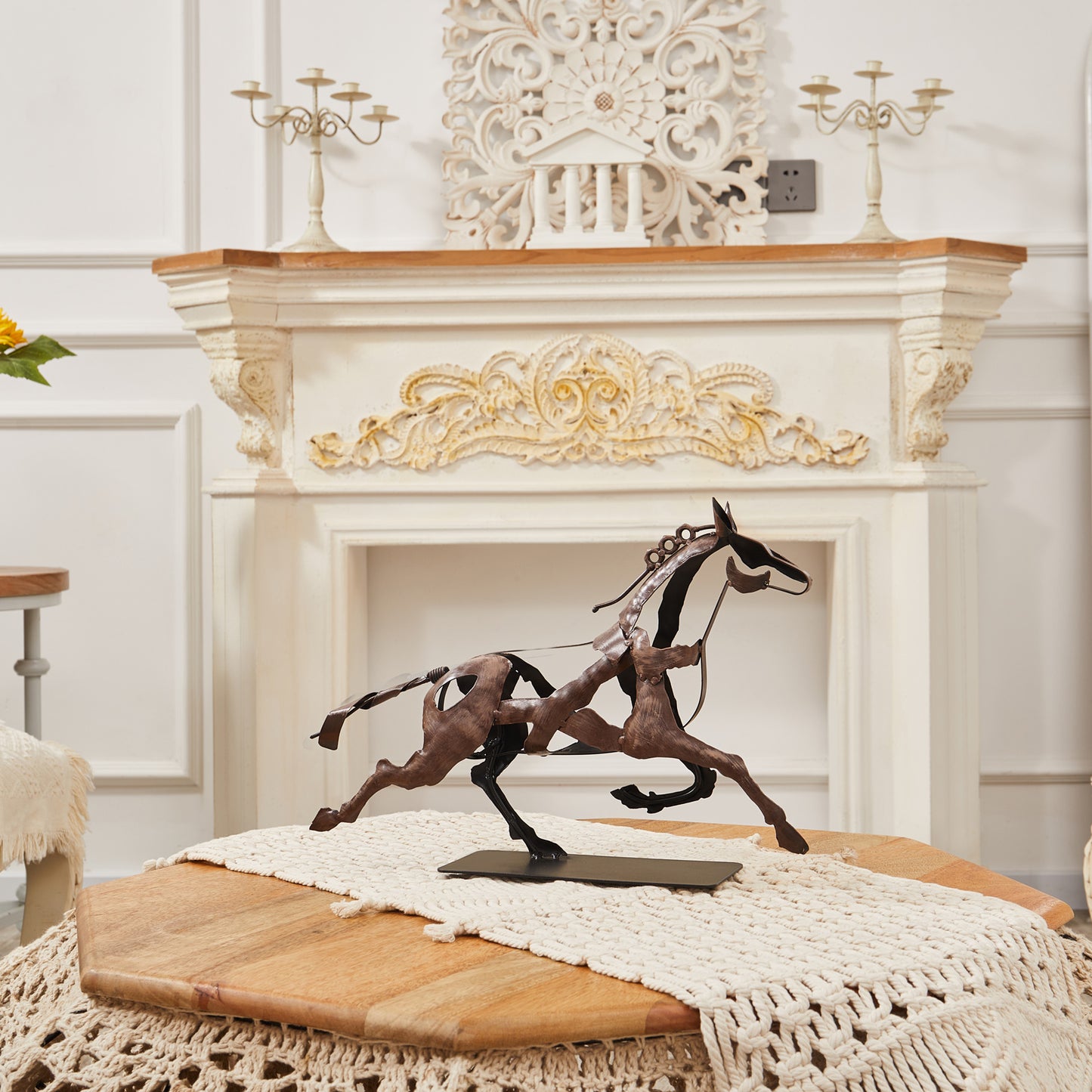 SunBlogs Art Metal Horse Statue & Sculpture Decor