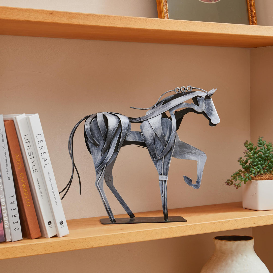 SunBlogs Art Handmade Horse Statue - 100% Hand-Painted Metal Sculpture Decor for Horse Lovers