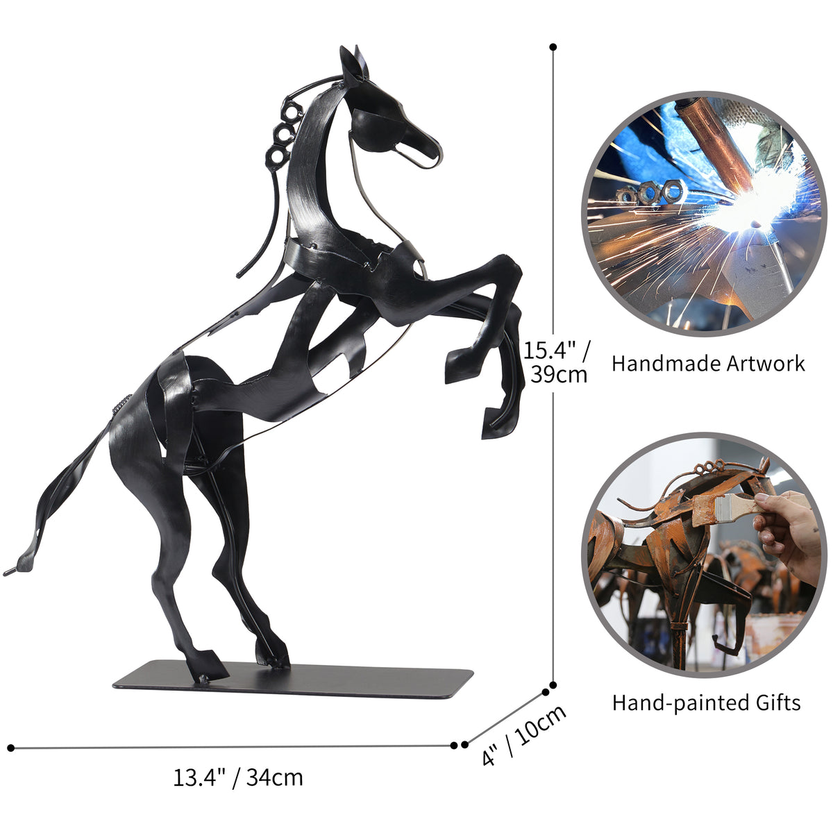 SunBlogs Art Handmade & Hand-painted Metal Horse Statue & Sculpture Gifts