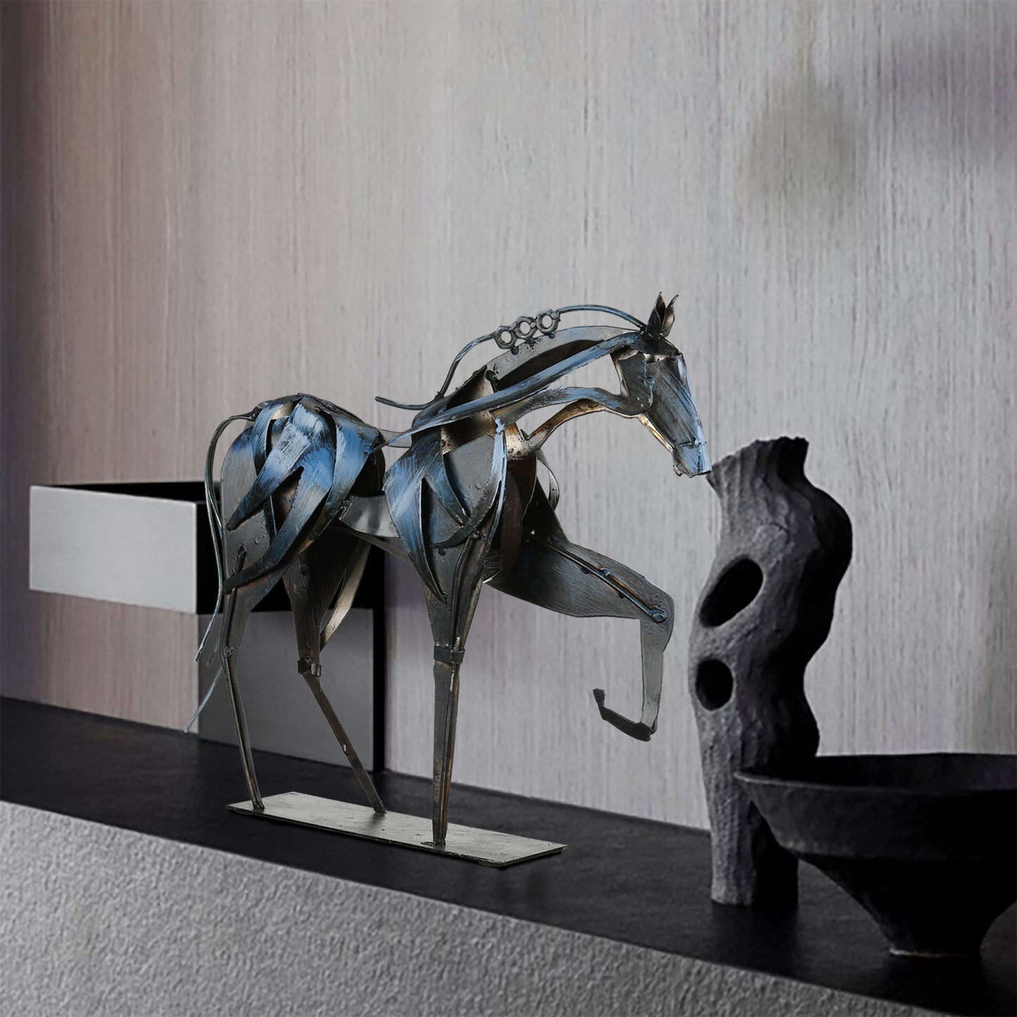 SunBlogs Art Metal Horse Statue & Sculpture