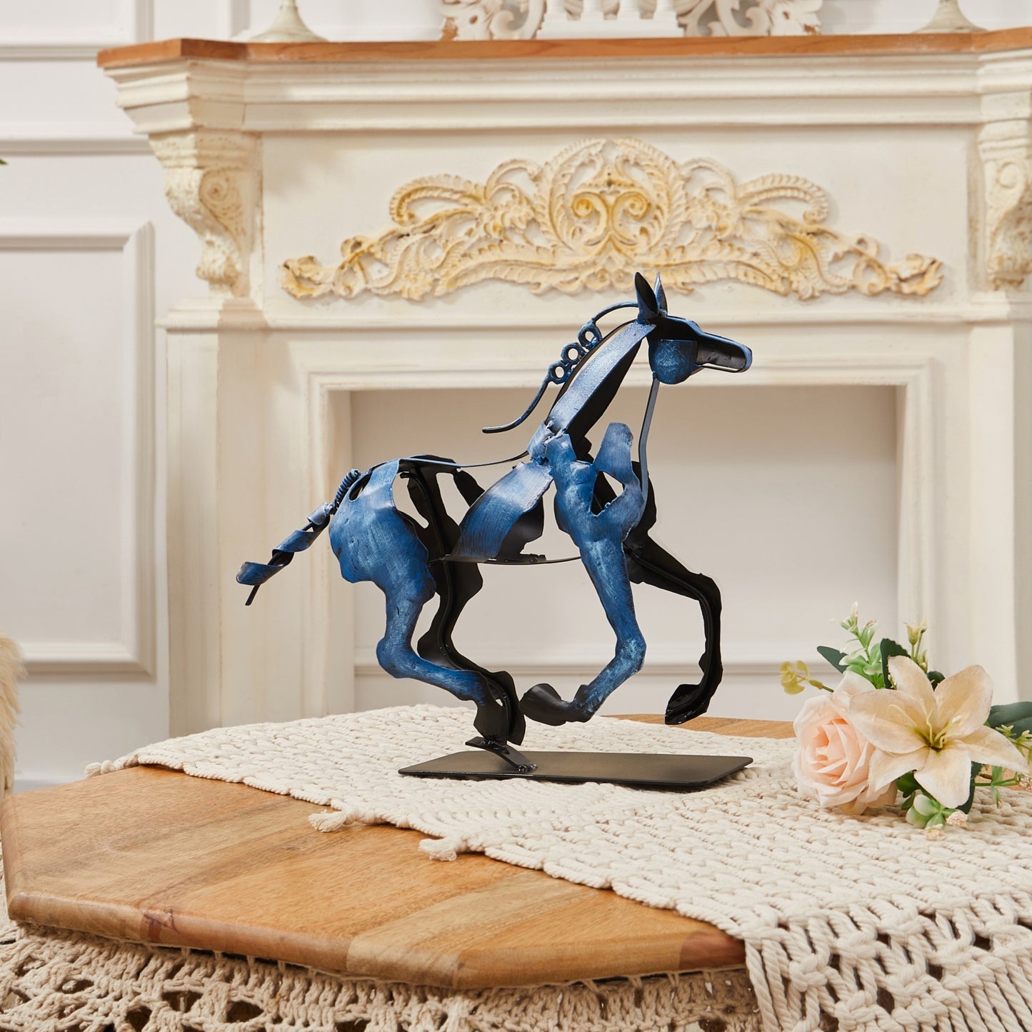 SunBlogs Art Metal Horse Statue & Sculpture Decor