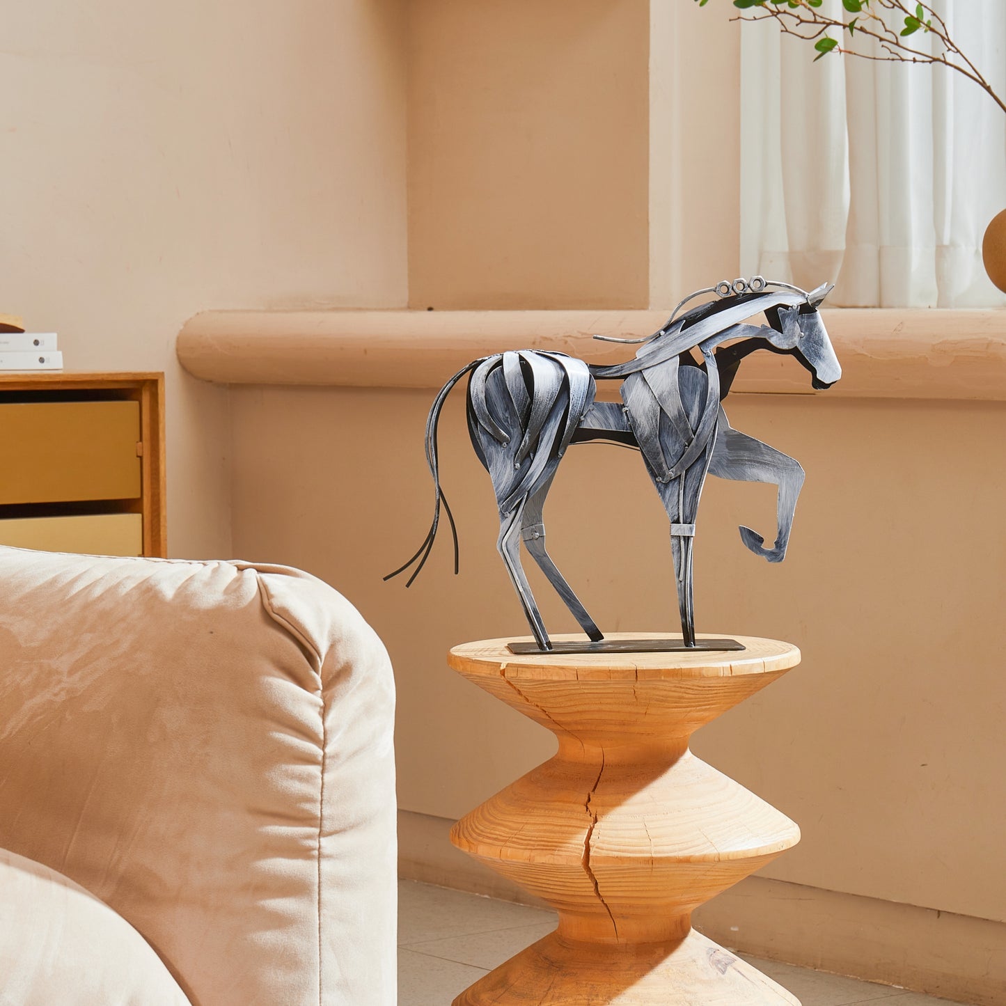 SunBlogs Art Metal Horse Statue & Sculpture Decor