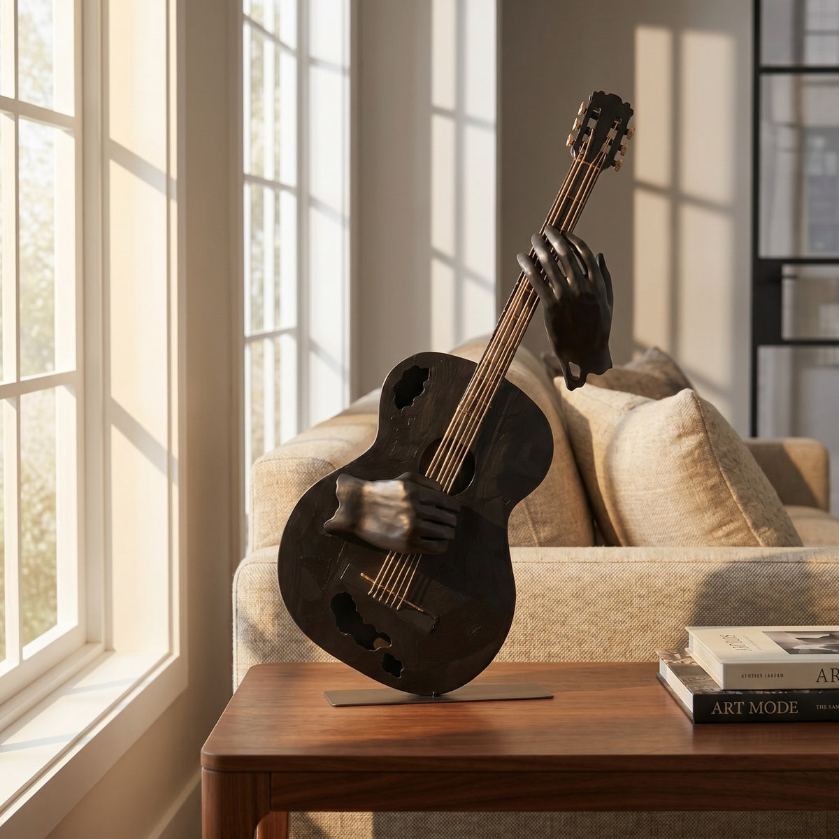 SunBlogs Art Handmade & Hand-painted Metal Guitar Sculpture for Music Lovers