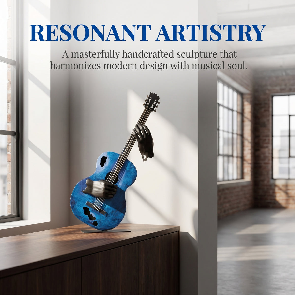 SunBlogs Art Handmade & Hand-painted Metal Guitar Sculpture for Music Lovers