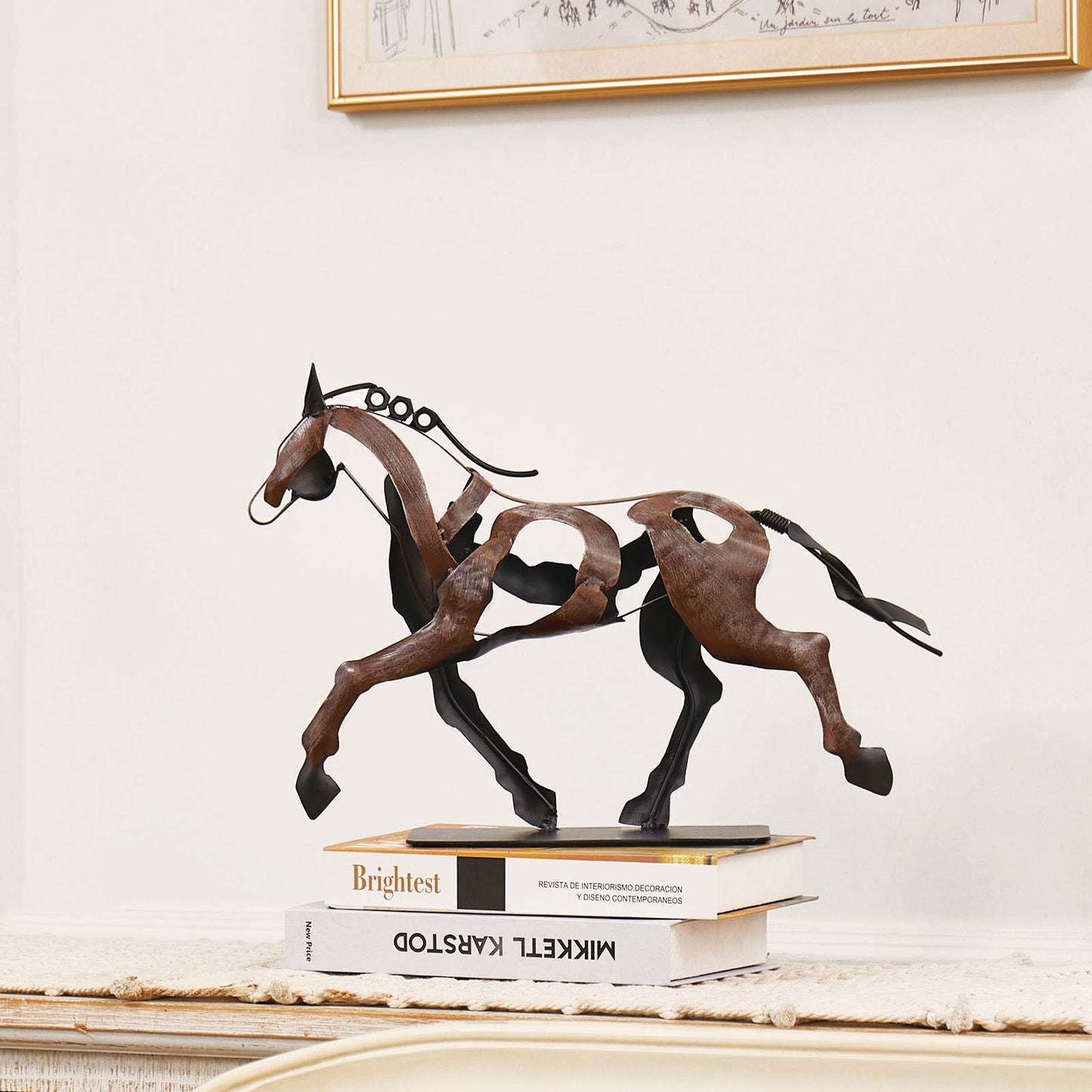 SunBlogs Art Metal Horse Statue & Sculpture Decor