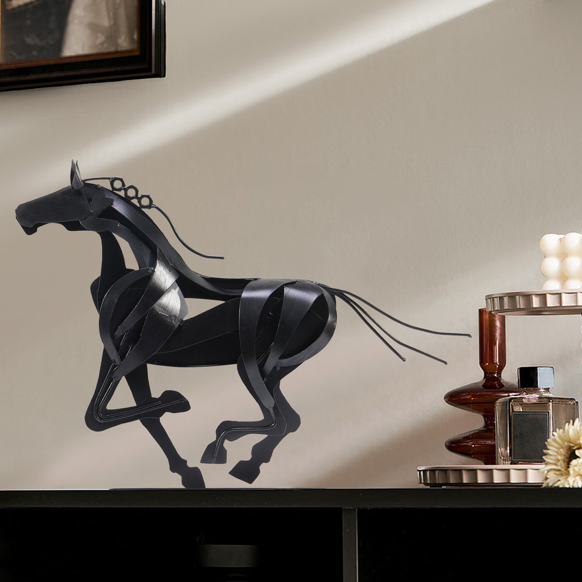 SunBlogs Art Handmade & Hand-painted Metal Horse Sculpture Gifts for Horse Lovers