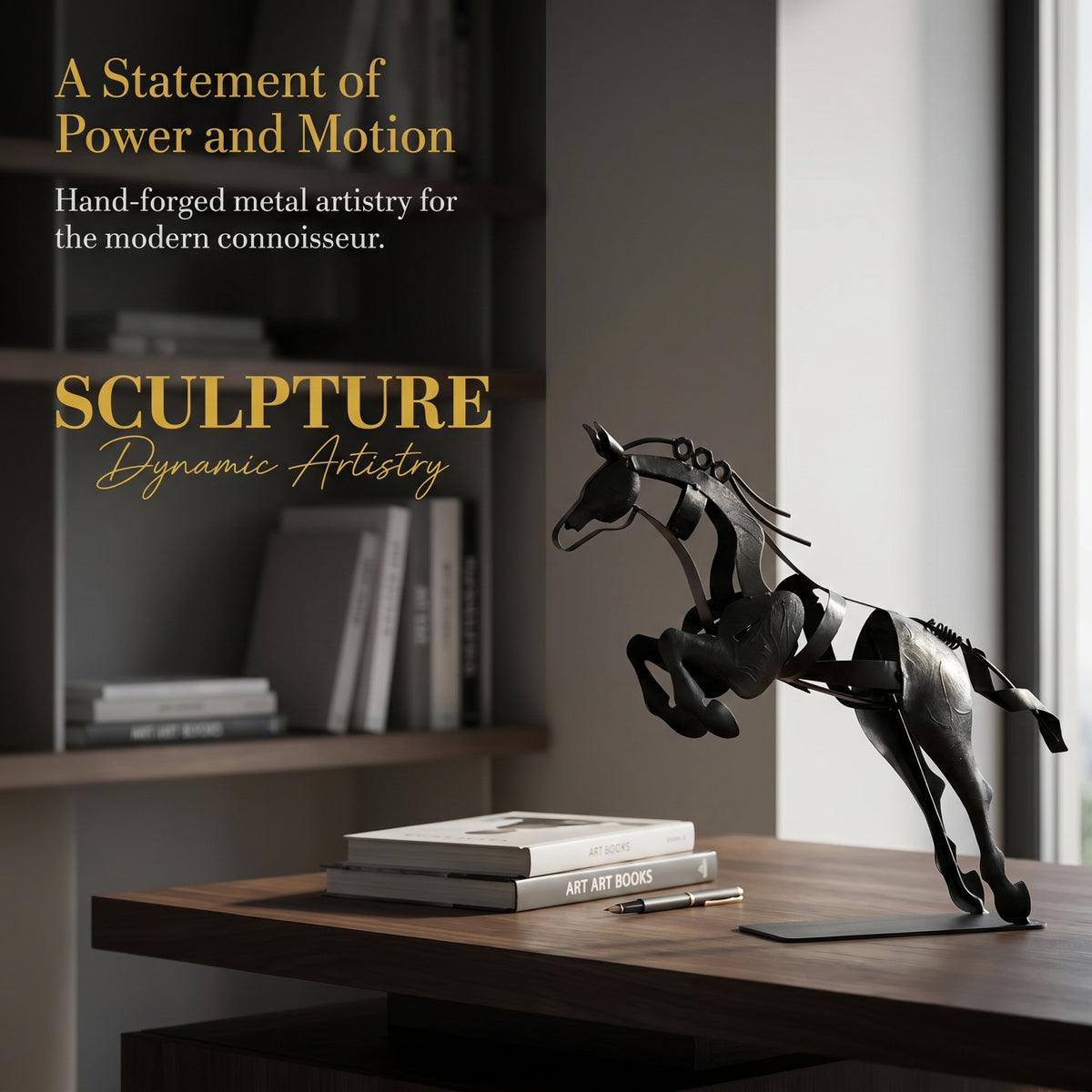 SunBlogs Art Handmade & Hand-painted Metal Horse Statue & Sculpture