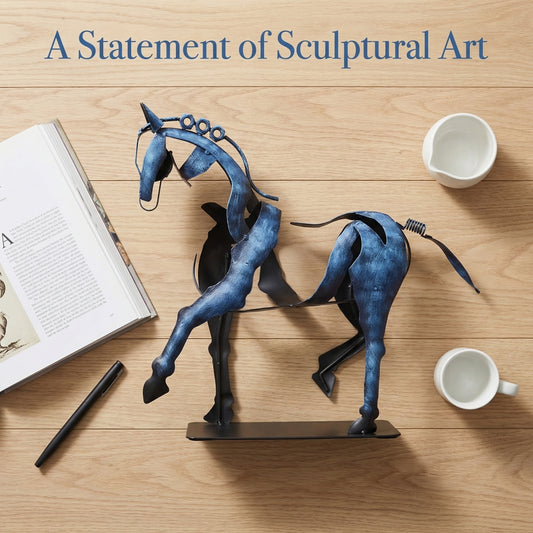 SunBlogs Art Handmade & Hand-painted Metal Horse Sculpture for Horse Lovers