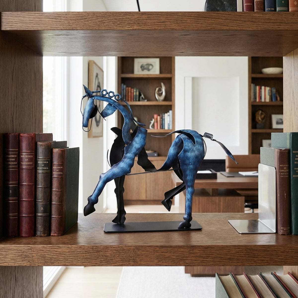 SunBlogs Art Handmade & Hand-painted Metal Horse Sculpture for Horse Lovers