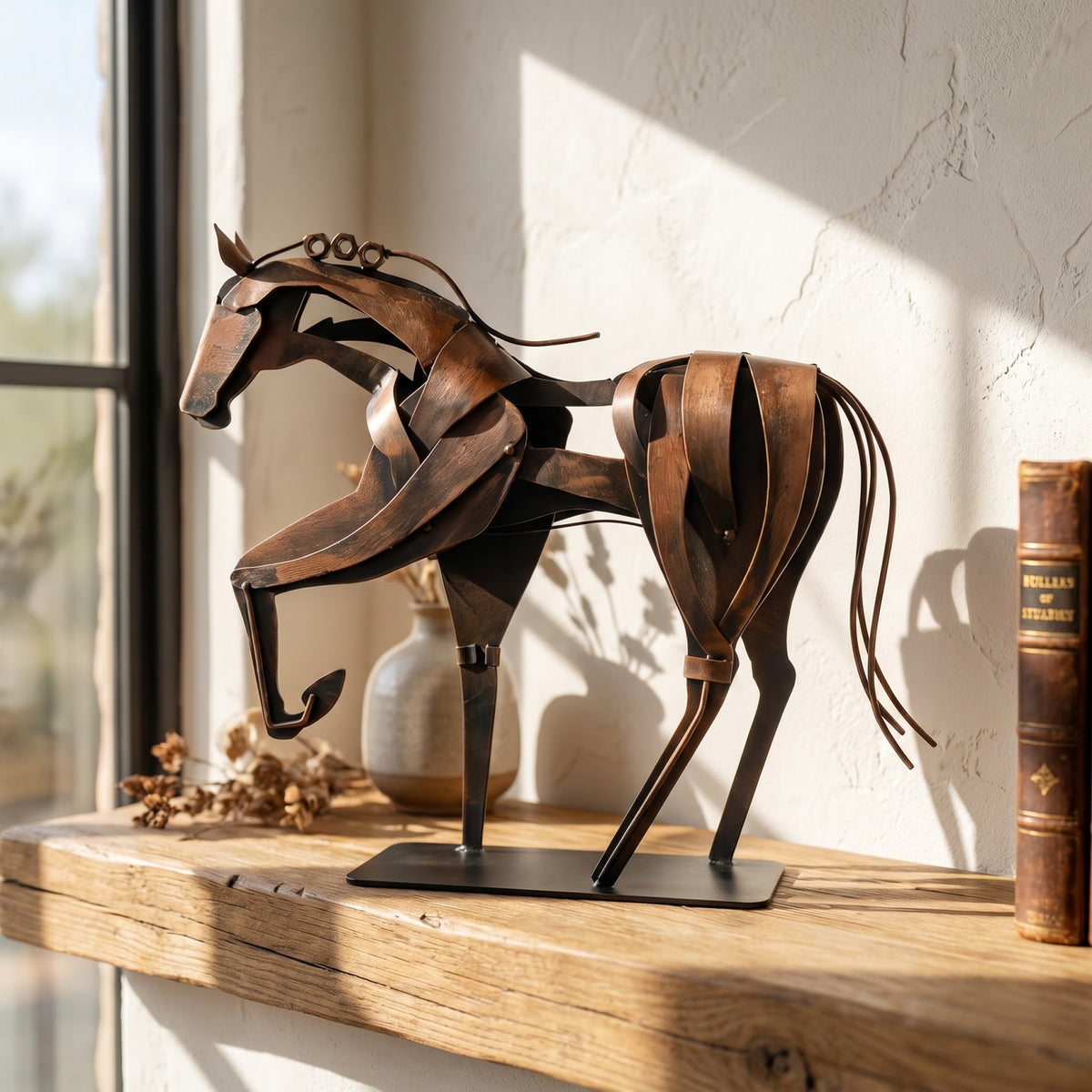 SunBlogs Art Handmade & Hand-painted Metal Horse Sculpture for Horse Lovers