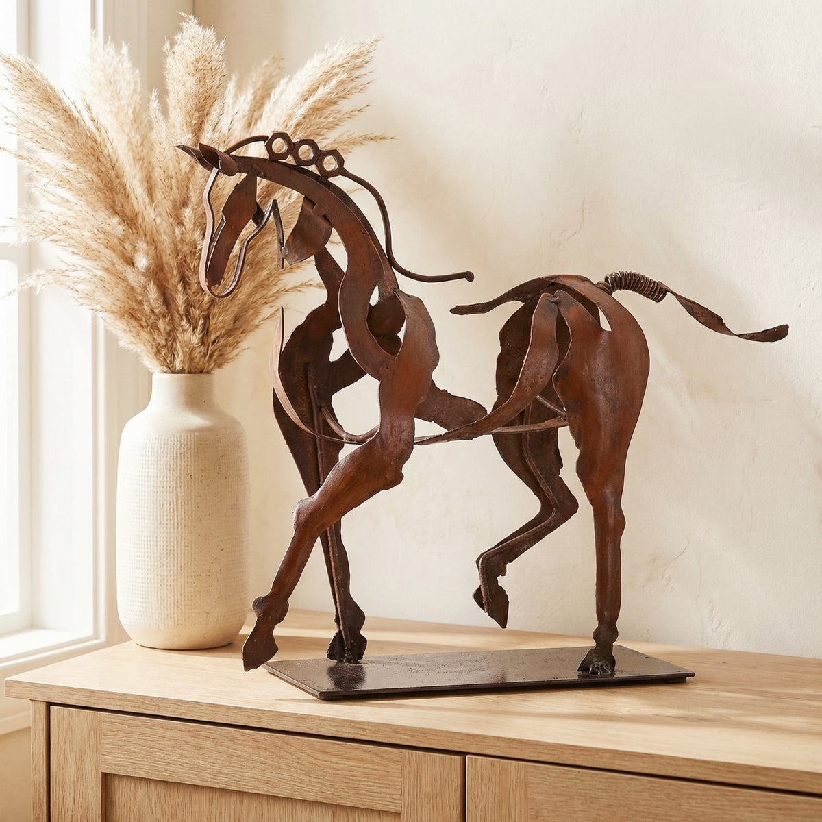 SunBlogs Art Handmade & Hand-painted Metal Horse Sculpture for Horse Lovers