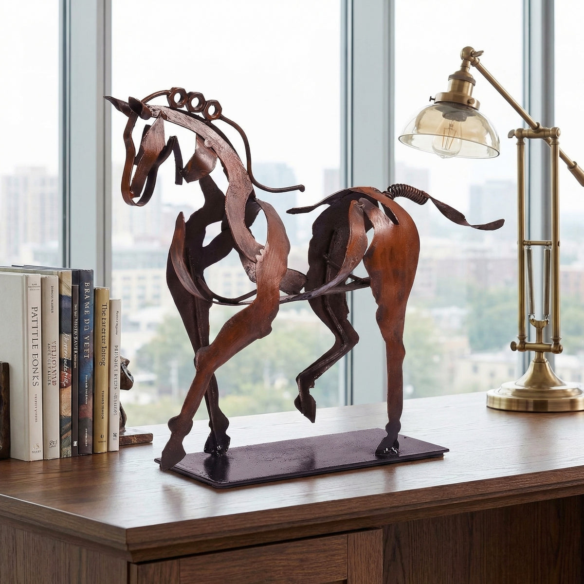 SunBlogs Art Handmade & Hand-painted Metal Horse Sculpture for Horse Lovers