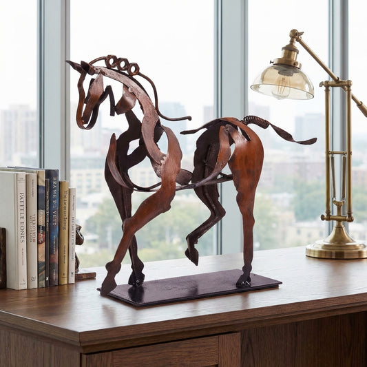 SunBlogs Art Handmade & Hand-painted Metal Horse Sculpture for Horse Lovers