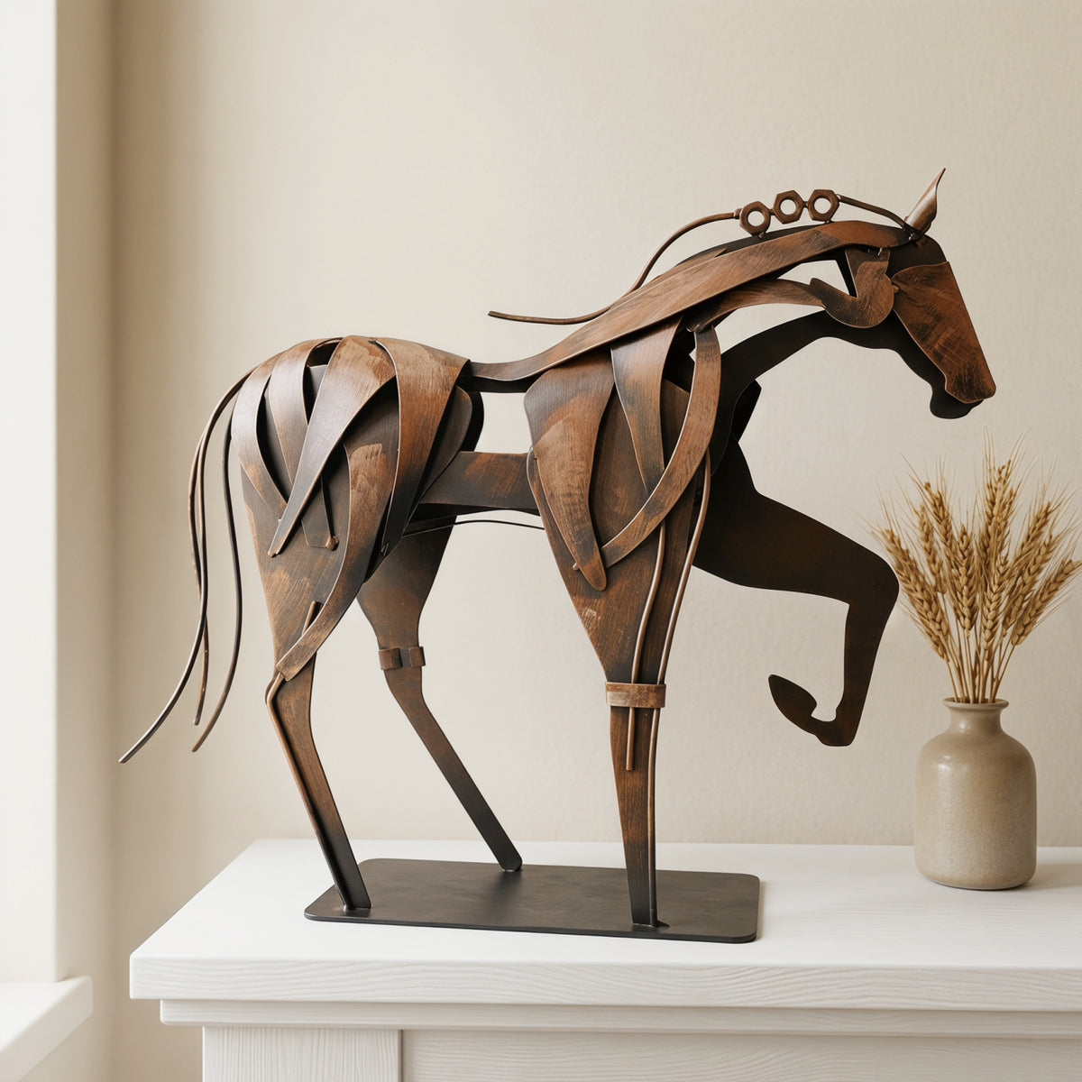SunBlogs Art Handmade & Hand-painted Metal Horse Sculpture for Horse Lovers