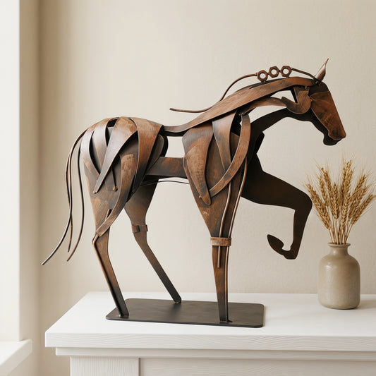 SunBlogs Art Handmade & Hand-painted Metal Horse Sculpture for Horse Lovers