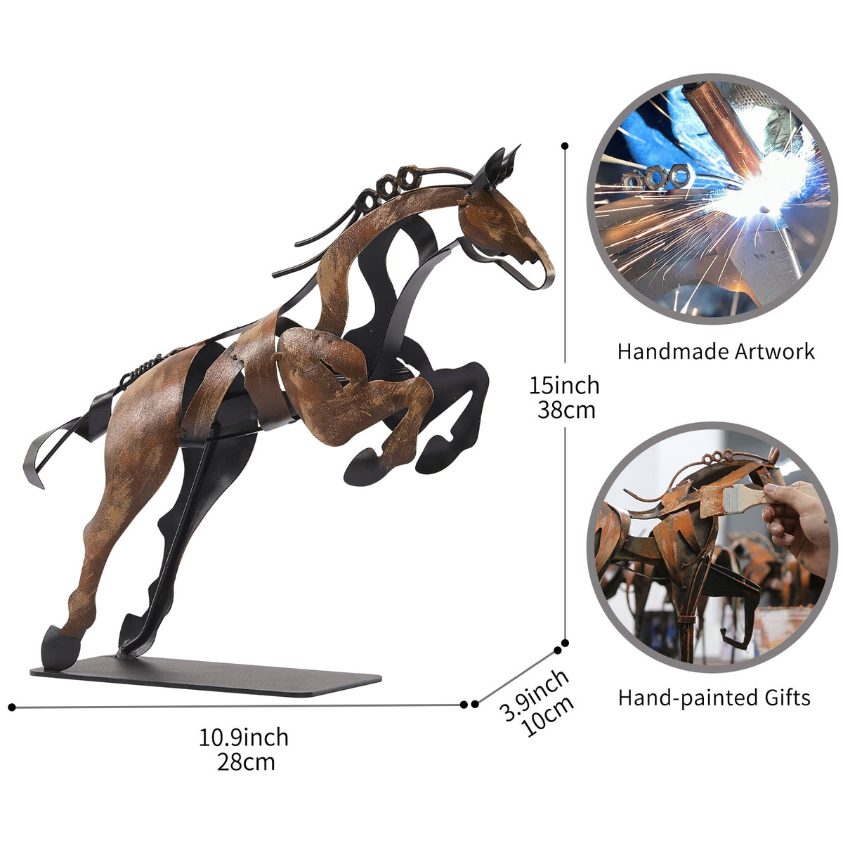 SunBlogs Art Handmade & Hand-painted Metal Horse Statue & Sculpture