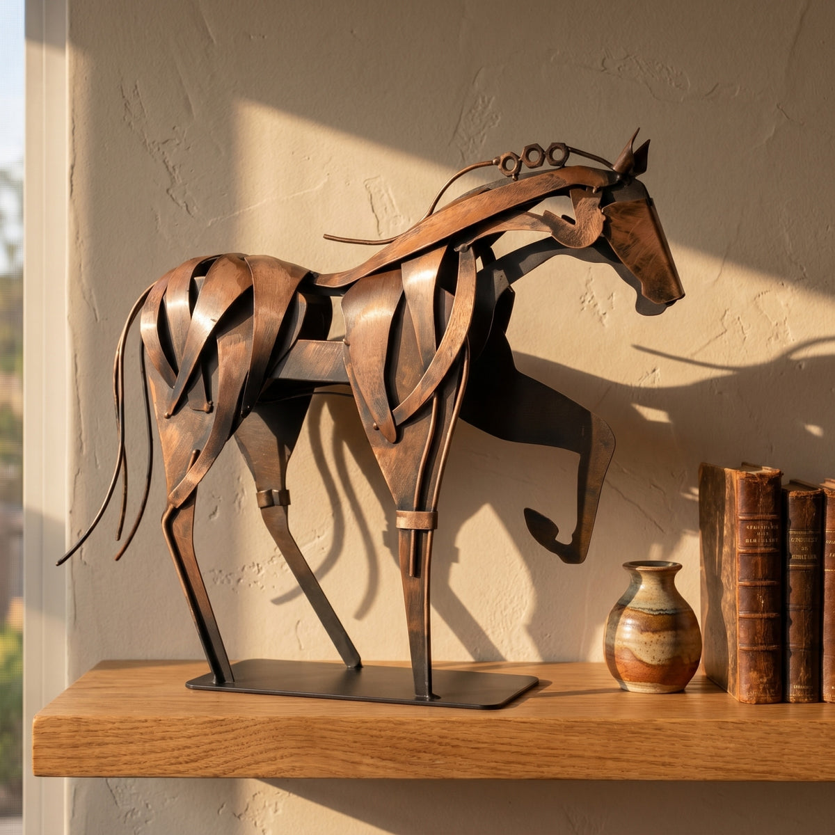 SunBlogs Art Handmade & Hand-painted Metal Horse Sculpture for Horse Lovers