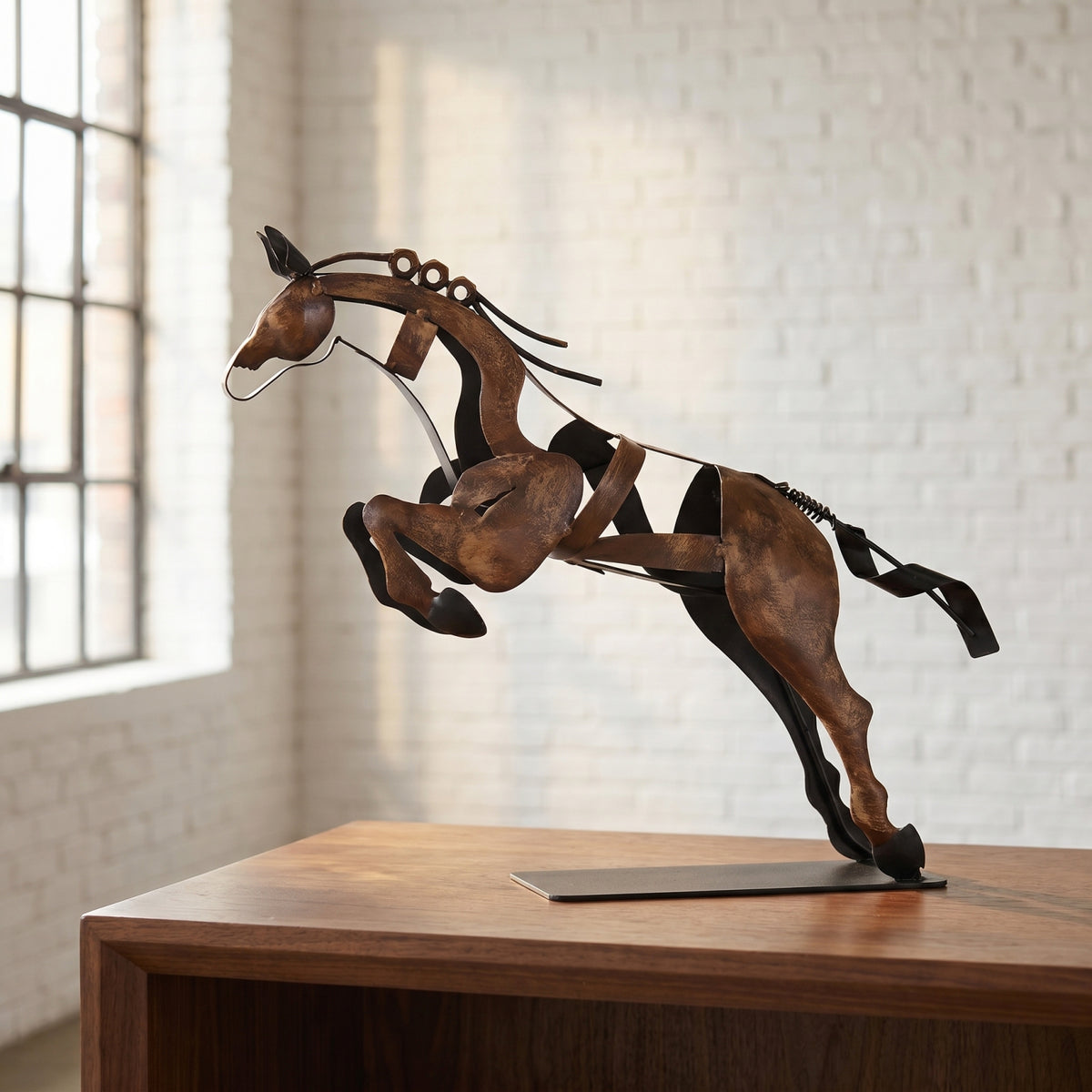 SunBlogs Art Handmade & Hand-painted Metal Horse Statue & Sculpture