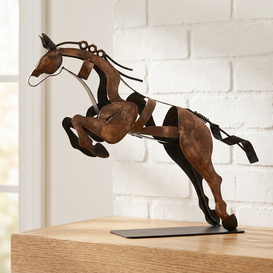 SunBlogs Art Handmade & Hand-painted Metal Horse Statue & Sculpture