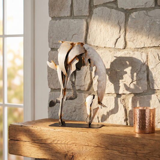 SunBlogs Art Handmade & Hand-painted Metal Horse Sculpture for Horse Lovers