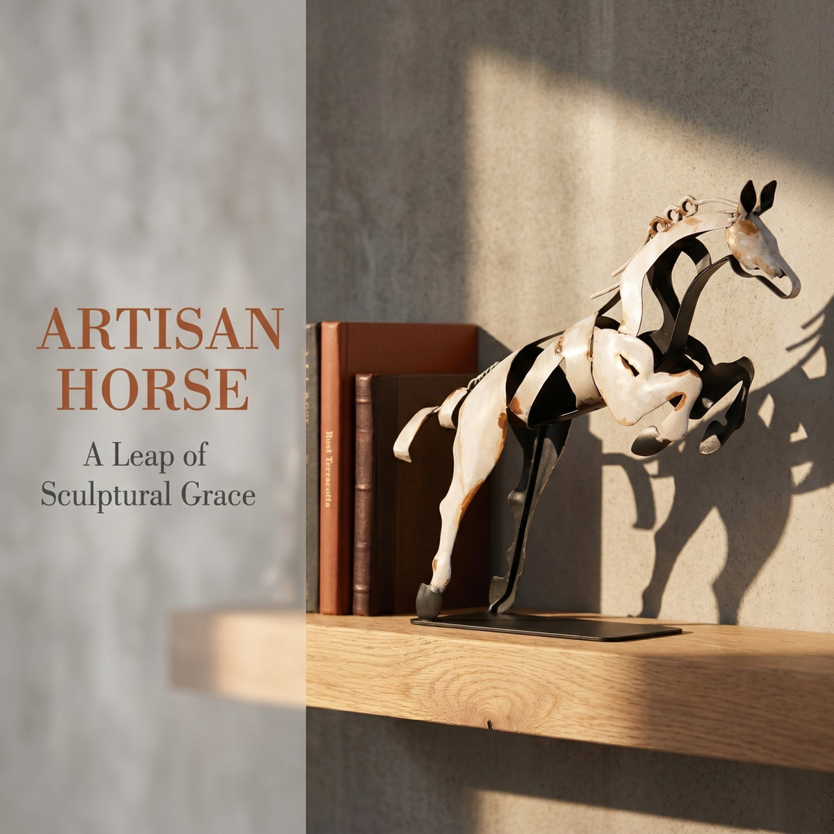 SunBlogs Art Handmade & Hand-painted Metal Horse Statue & Sculpture