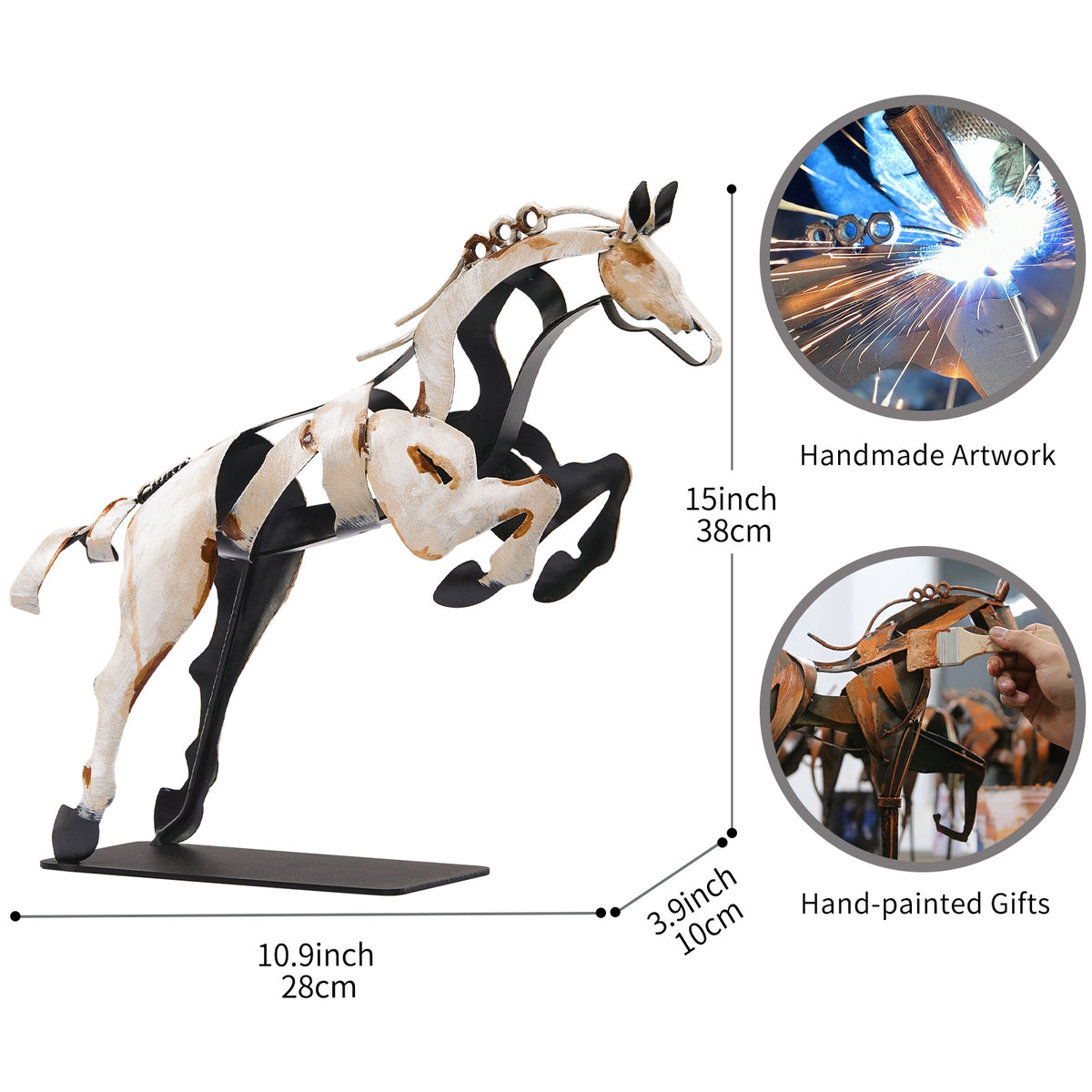 SunBlogs Art Handmade & Hand-painted Metal Horse Statue & Sculpture