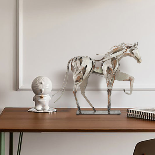SunBlogs Art Handmade & Hand-painted Metal Horse Sculpture for Horse Lovers