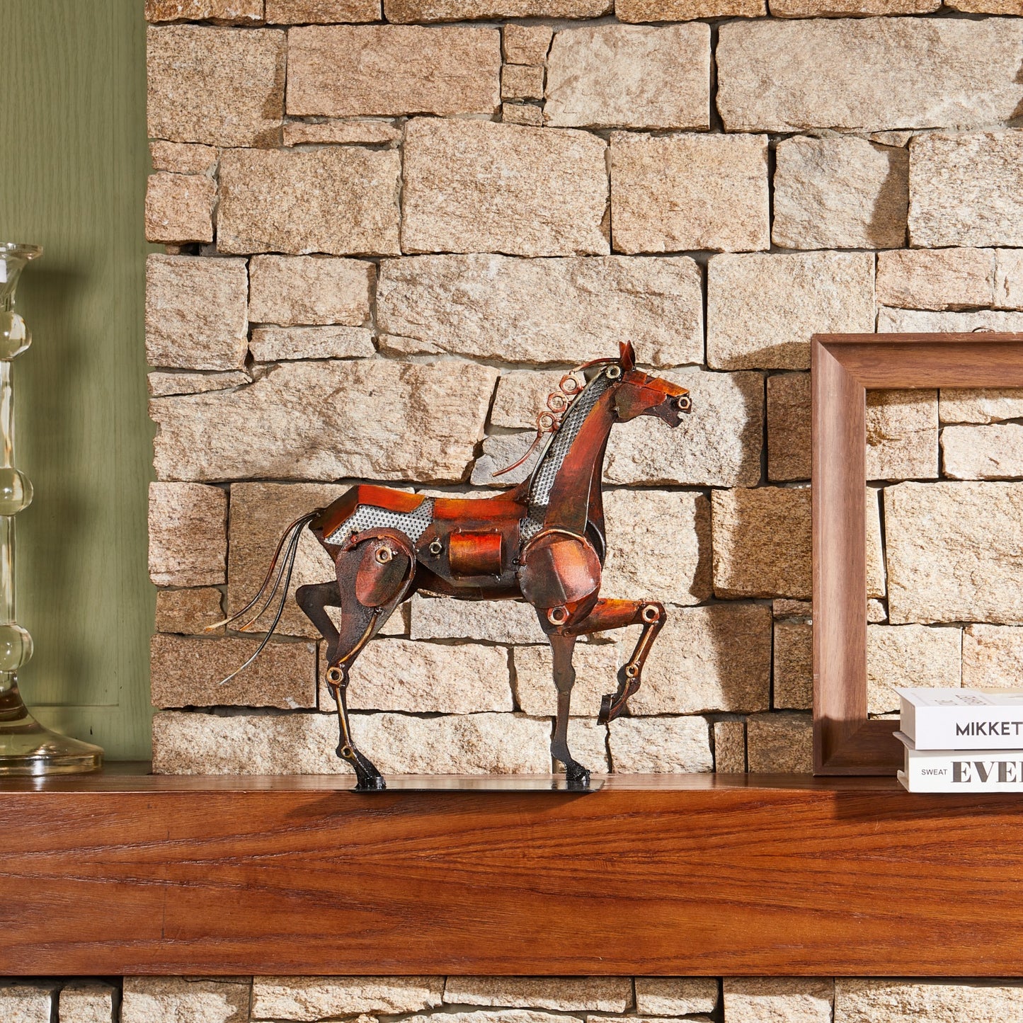 SunBlogs Art Metal Mechanical Horse Statue & Sculpture Decor