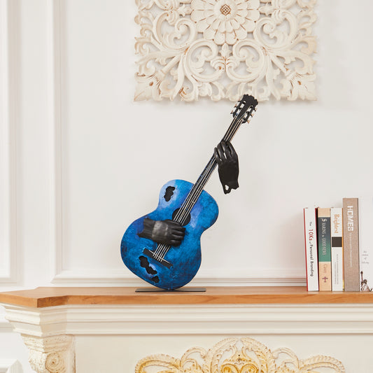 SunBlogs Art Metal Guitar Statue & Sculpture Decor