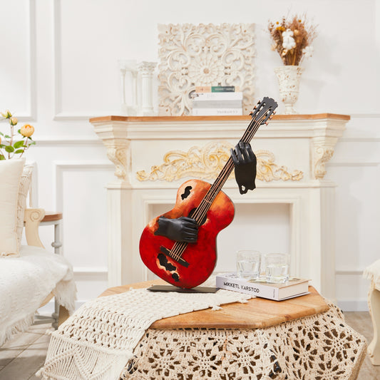 SunBlogs Art Metal Guitar Statue & Sculpture Decor