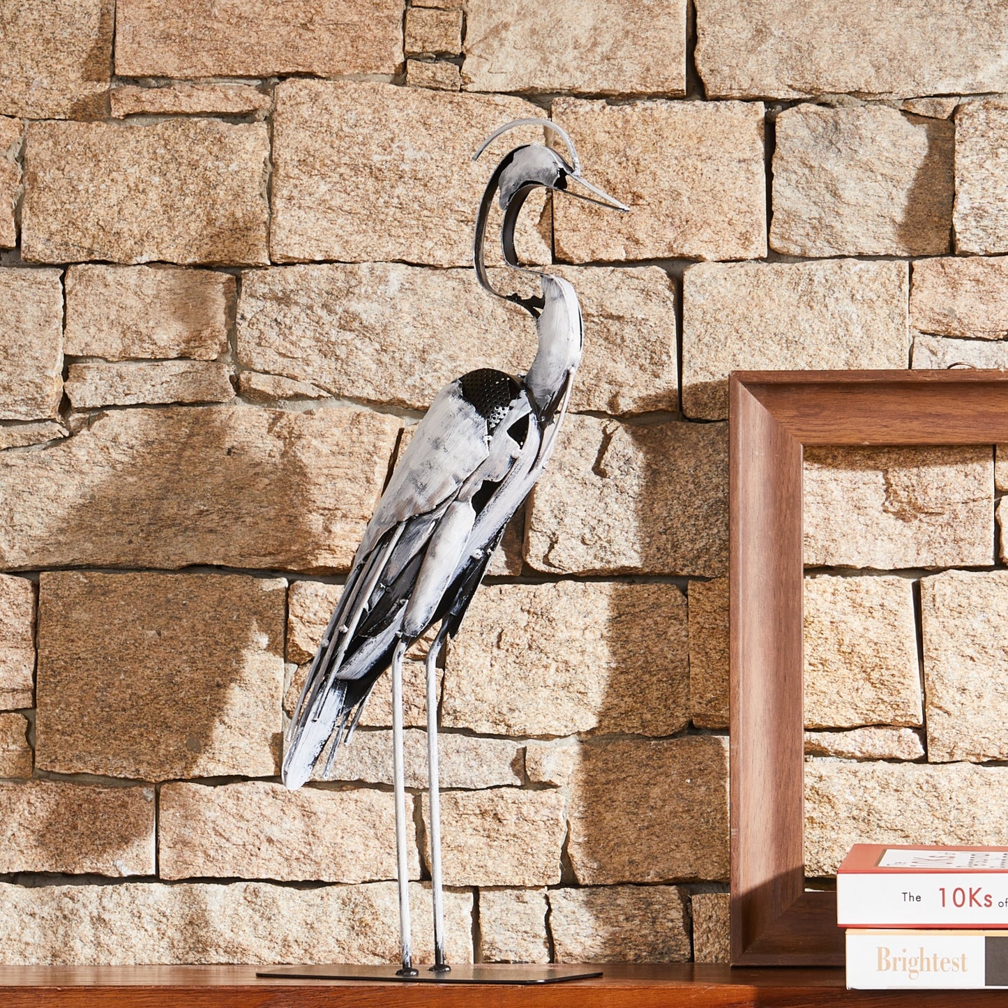 SunBlogs Art Metal Heron Statue & Sculpture Decor