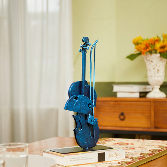 SunBlogs Art Metal Violins Statue & Sculpture Music Decor
