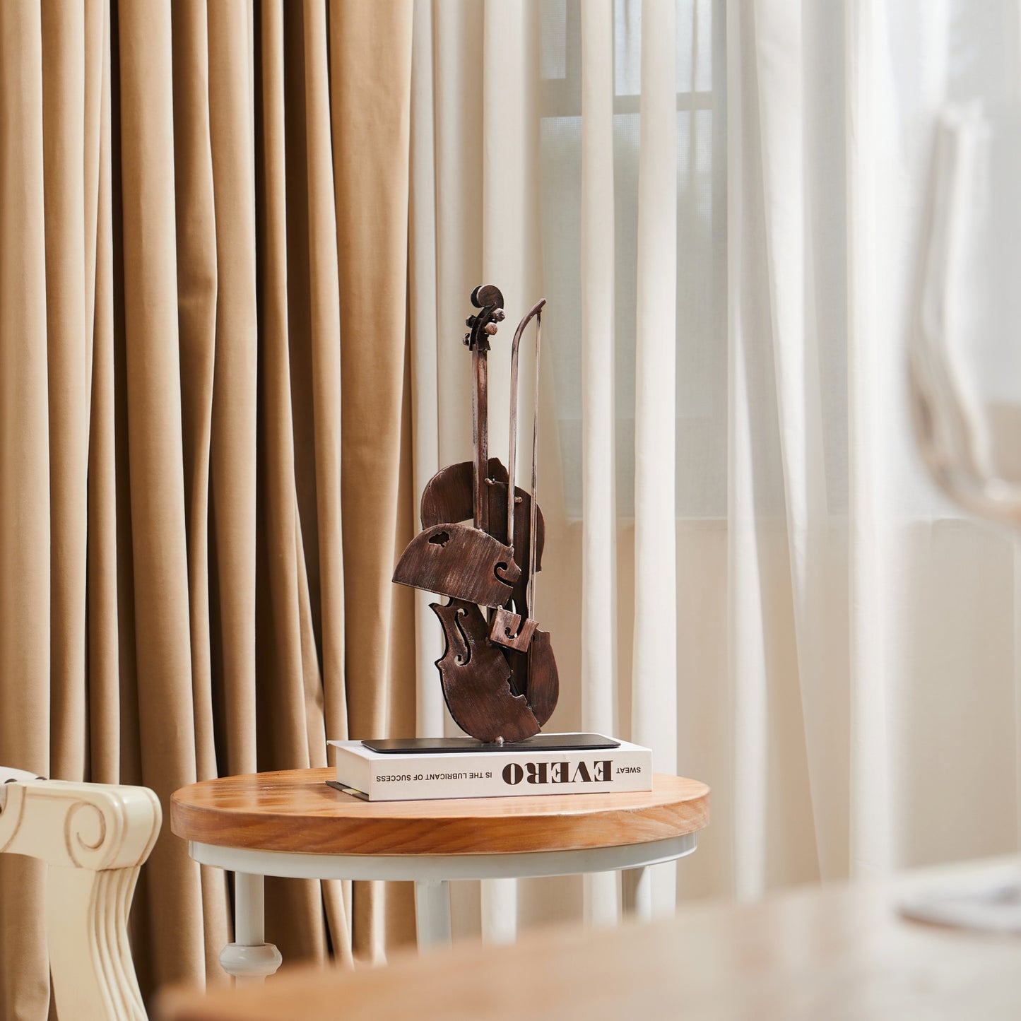 SunBlogs Art Metal Violins Statue & Sculpture Music Decor