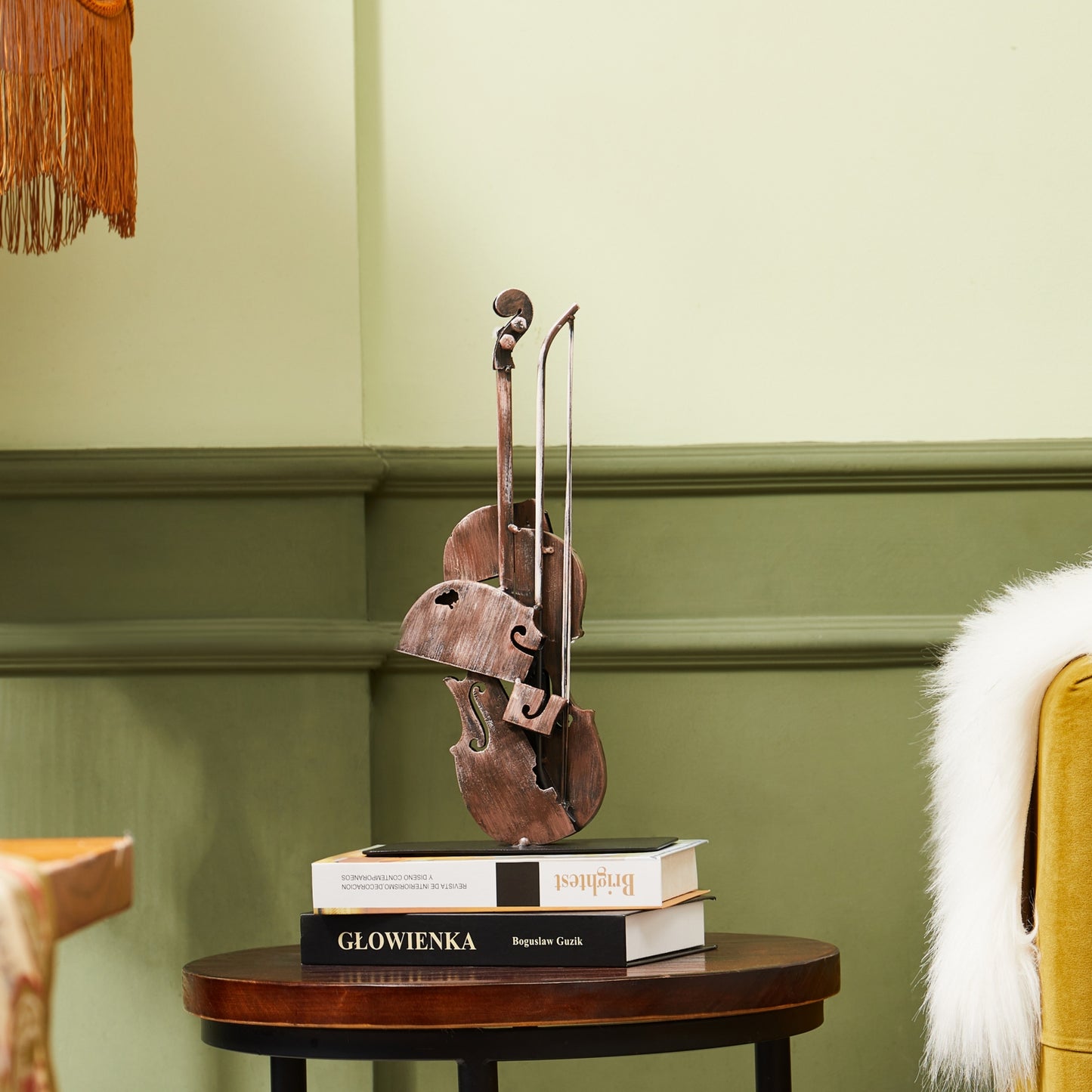 SunBlogs Art Metal Violins Statue & Sculpture Music Decor