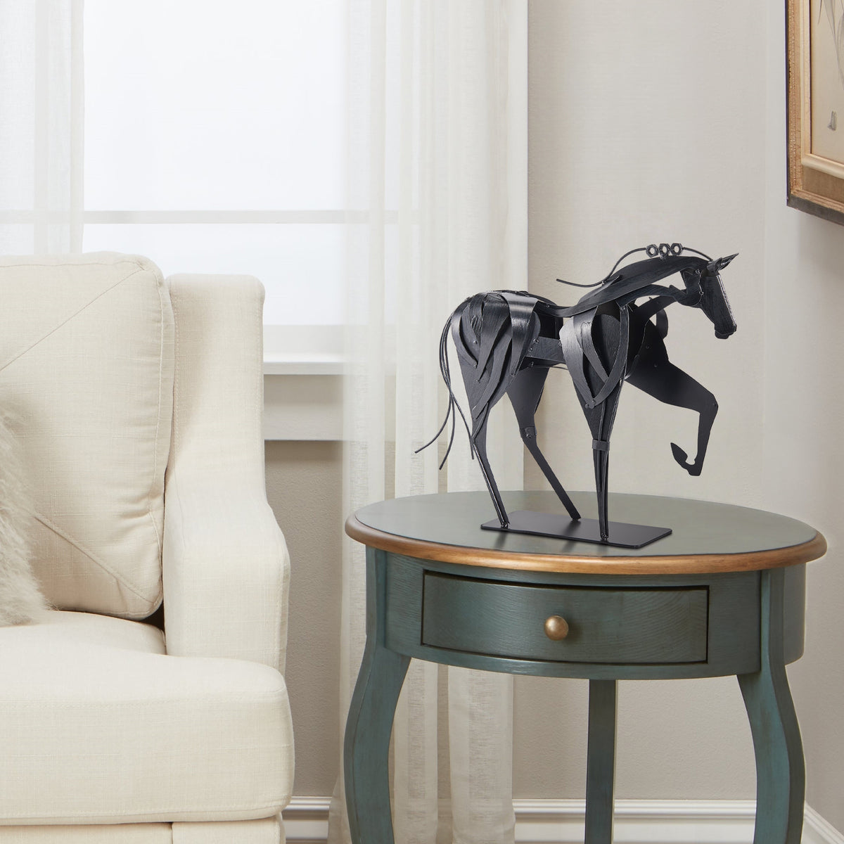 SunBlogs Art Handmade & Hand-painted Metal Horse Sculpture for Horse Lovers
