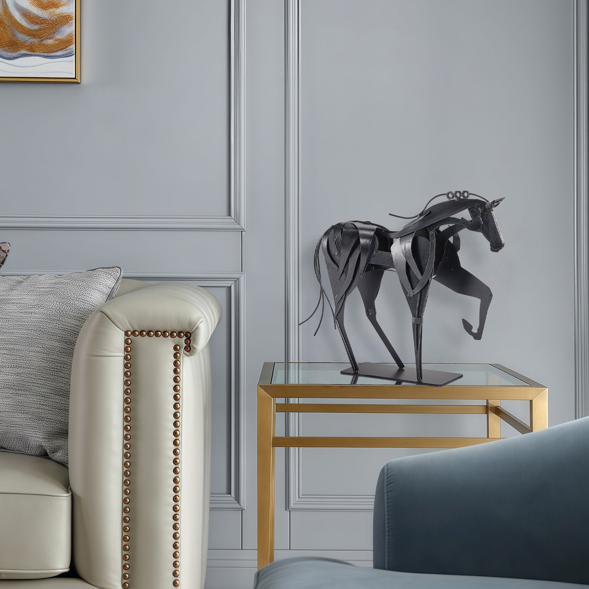 SunBlogs Art Handmade & Hand-painted Metal Horse Sculpture for Horse Lovers