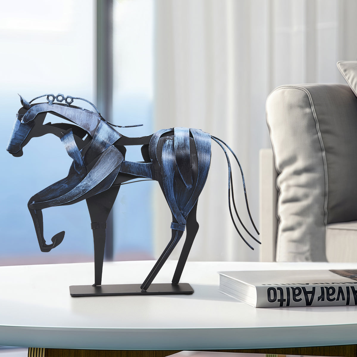 SunBlogs Art Handmade & Hand-painted Metal Horse Sculpture for Horse Lovers