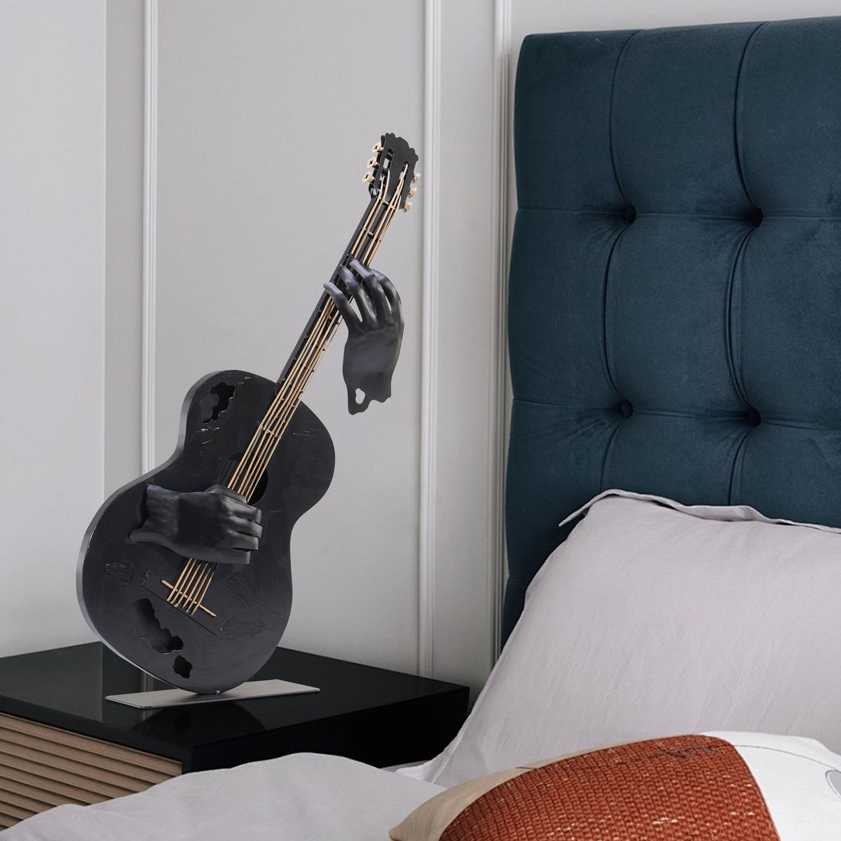 SunBlogs Art Handmade & Hand-painted Metal Guitar Sculpture for Music Lovers
