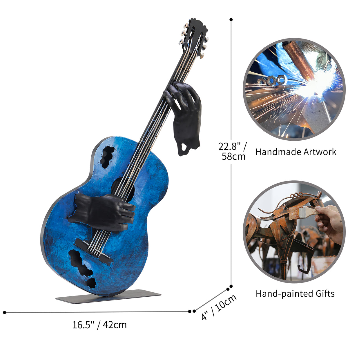 SunBlogs Art Handmade & Hand-painted Metal Guitar Sculpture for Music Lovers